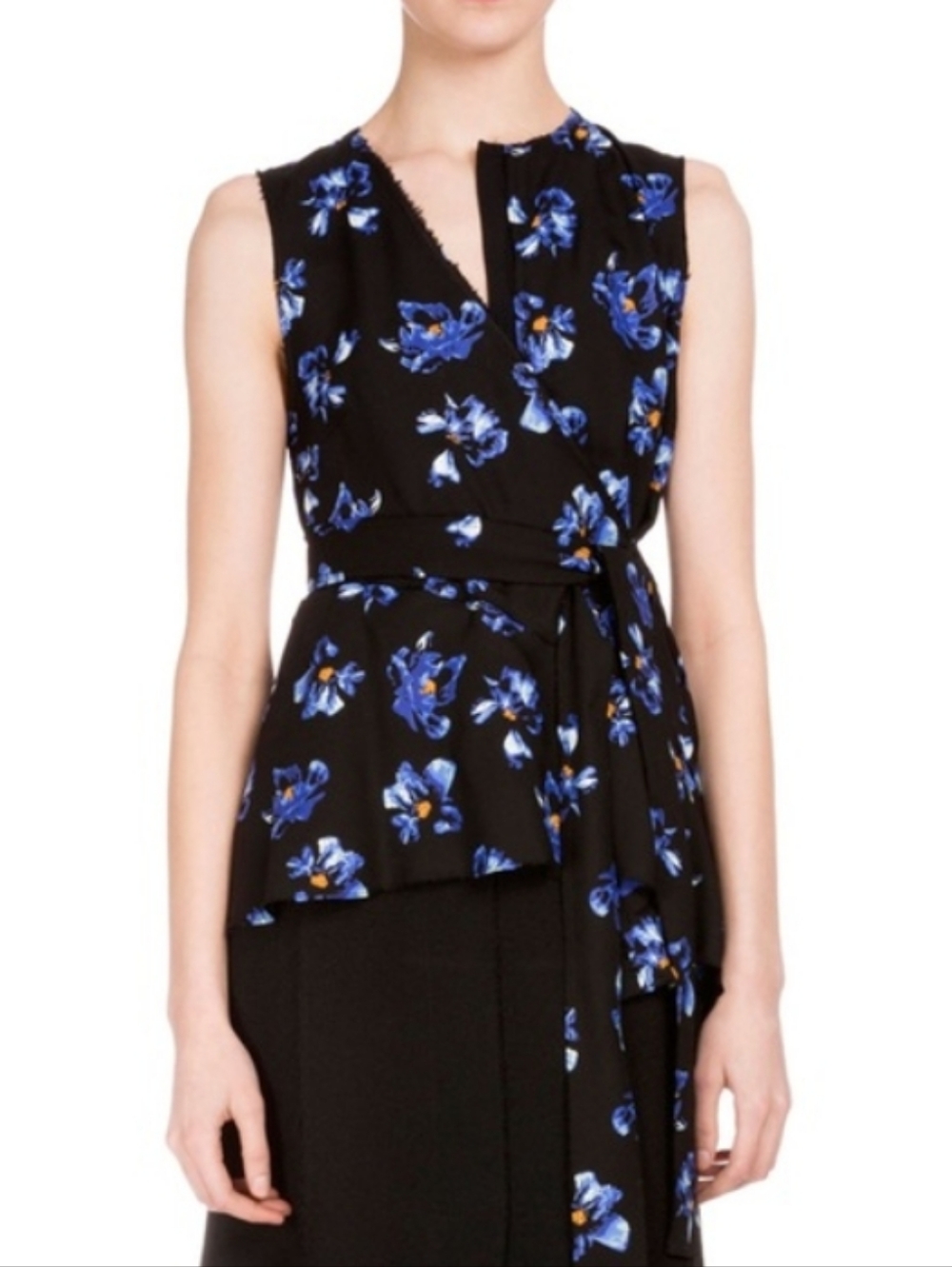 Proenza Schouler sleeveless floral print Faux wrap blouse